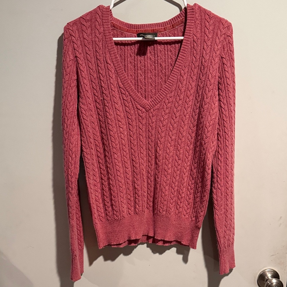 Eddie Bauer Women's V-Neck Angora Blend Sweater in Rose